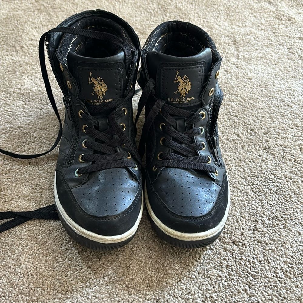 US Polo Association black high top sneakers sz 8.5 like new